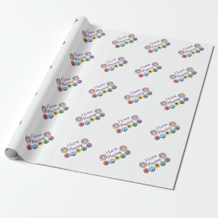 I Love Bingo n Swirls Wrapping Paper