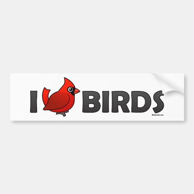 I Love Birds Bumper Sticker (Front)