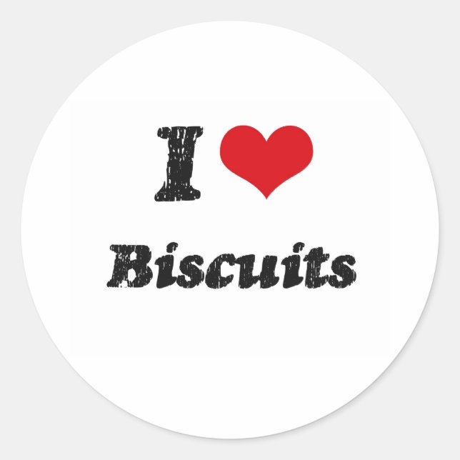 I Love BISCUITS Classic Round Sticker (Front)