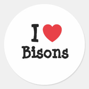 I love Bisons heart custom personalized Classic Round Sticker