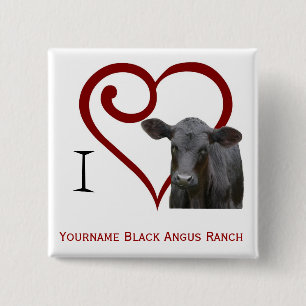 I love Black Angus Beef 2 Inch Square Button