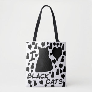 I Love Black Cats Cute Cat Lover Tote Bag