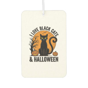 I Love Black Cats Halloween Vintage Shirt Design_1 Air Freshener