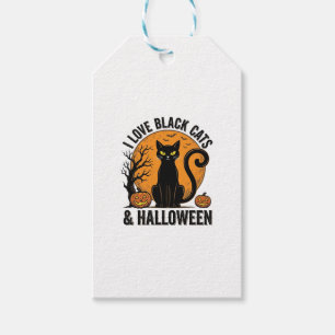 I Love Black Cats Halloween Vintage Shirt Design_1 Gift Tags