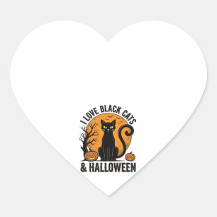 I Love Black Cats Halloween Vintage Shirt Design_1 Heart Sticker