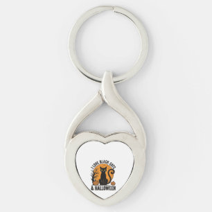 I Love Black Cats Halloween Vintage Shirt Design_1 Keychain