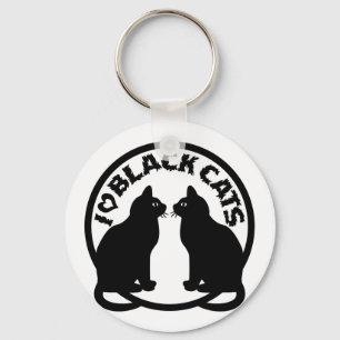I LOVE BLACK CATS KEYCHAIN