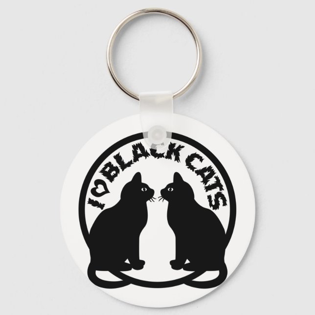 I LOVE BLACK CATS KEYCHAIN (Front)