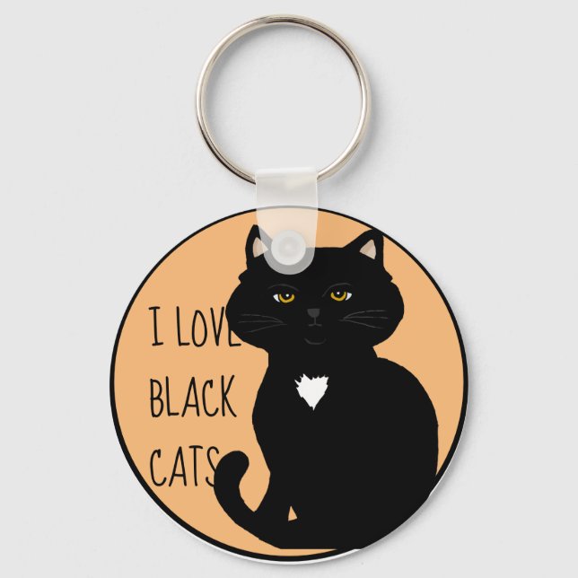 I love Black Cats Keychain (Front)