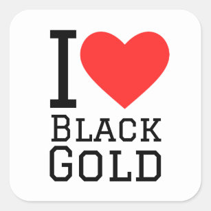 I love black gold square sticker