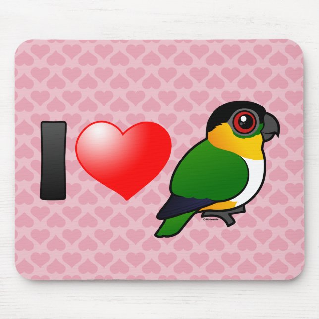 I Love Black-headed Parrots Mouse Pad (Front)