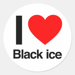 i love black ice classic round sticker