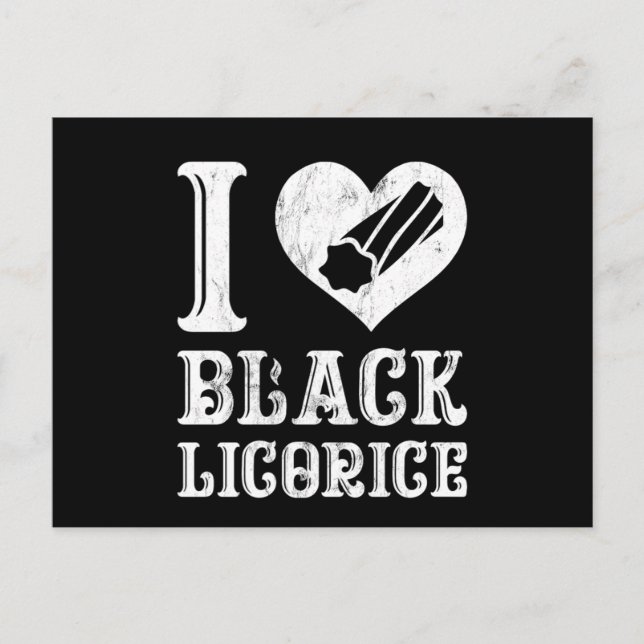 I Love Black Licorice Funny Candy Humour Postcard (Front)
