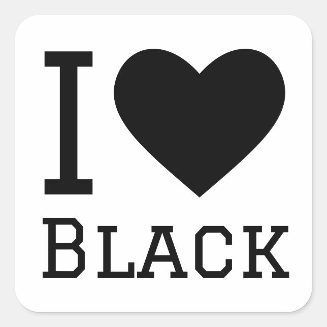 I love black square sticker (Front)
