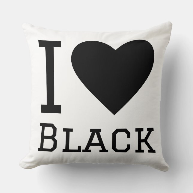 I love black throw pillow (Front)