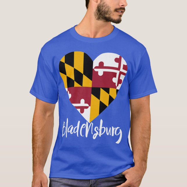 I Love Bladensburg Maryland MD Flag Heart Gift Sou T-Shirt (Front)