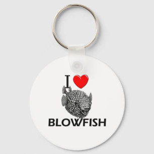 I Love Blowfish Keychain