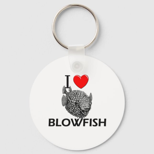 I Love Blowfish Keychain (Front)