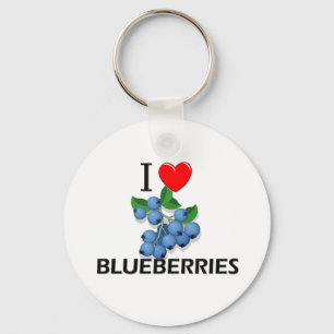 I Love Blueberries Keychain