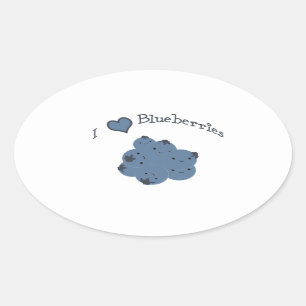 I love blueberries oval sticker