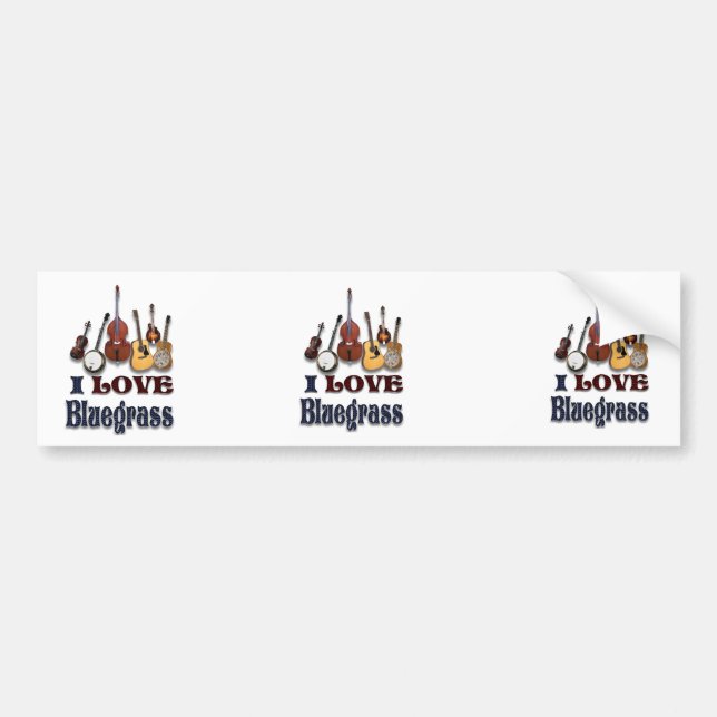I LOVE BLUEGRASS-BUMPER STICKER (Front)
