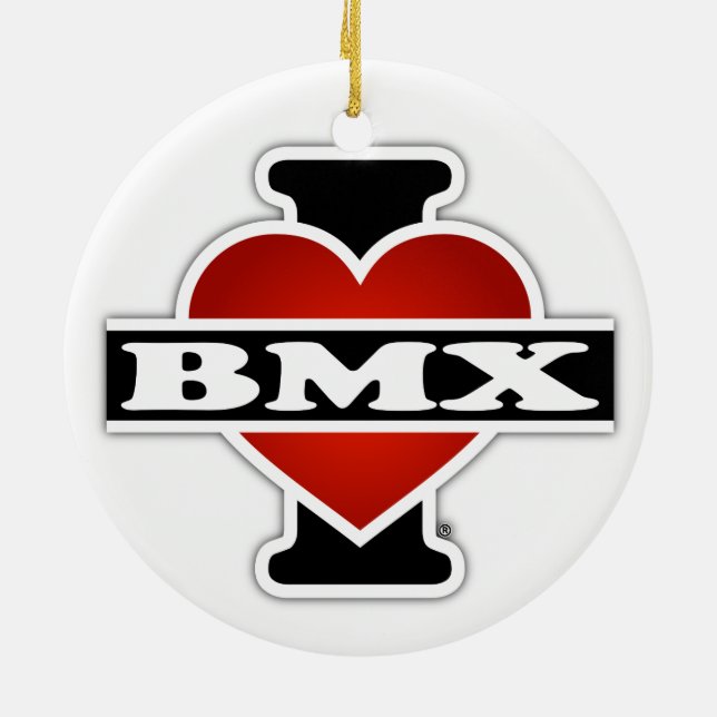 I Love BMX Ceramic Ornament (Back)