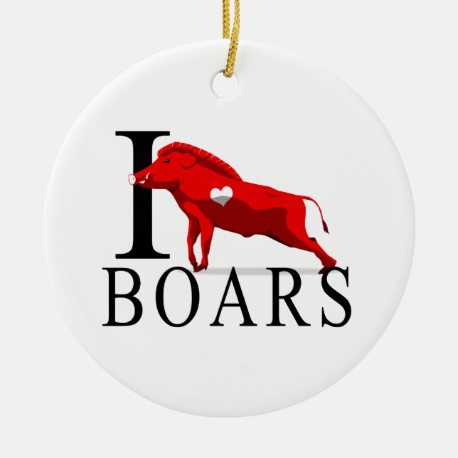 I Love Boars Ceramic Ornament (Front)