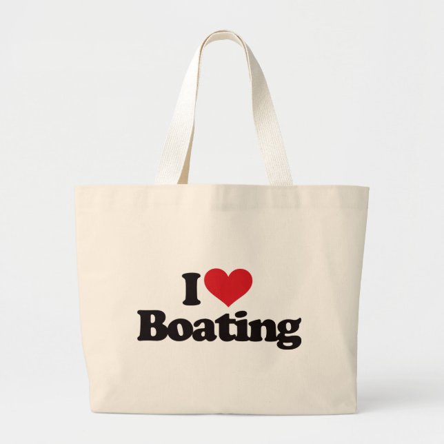 I Love Boating Large Tote Bag (Front)