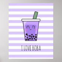 I Love Boba Kawaii Bubble Tea Taro Ube Purple