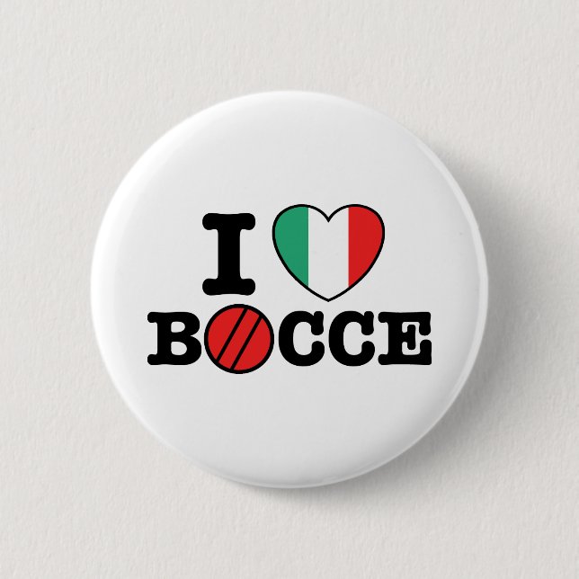 I Love Bocce 2 Inch Round Button (Front)