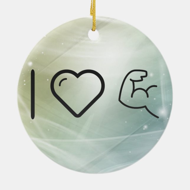 I Love Body Buildings Ceramic Ornament (Back)