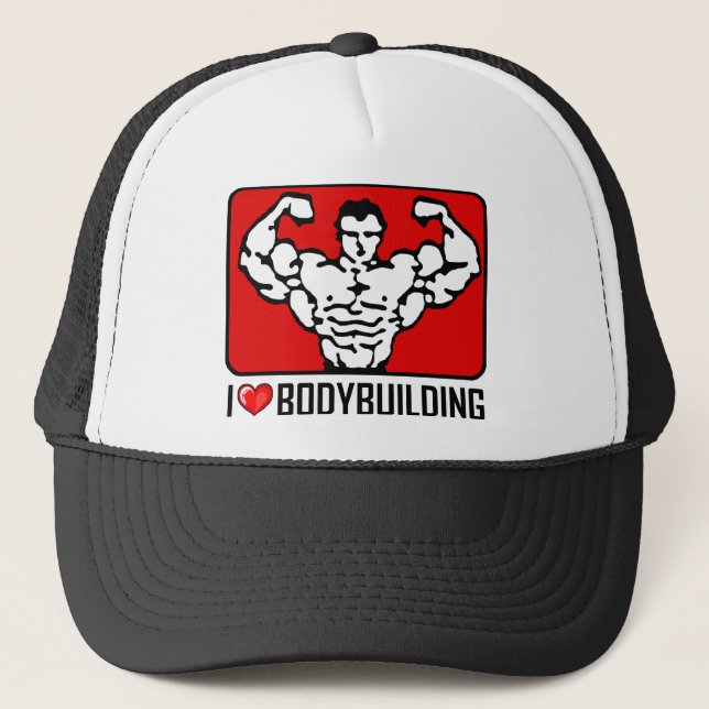 I Love Bodybuilding Trucker Hat (Front)
