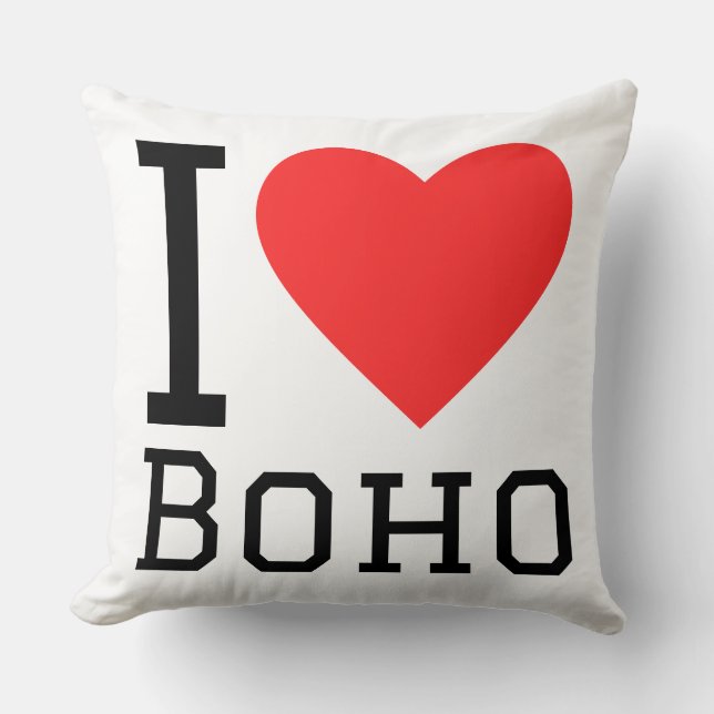 I love boho throw pillow (Front)