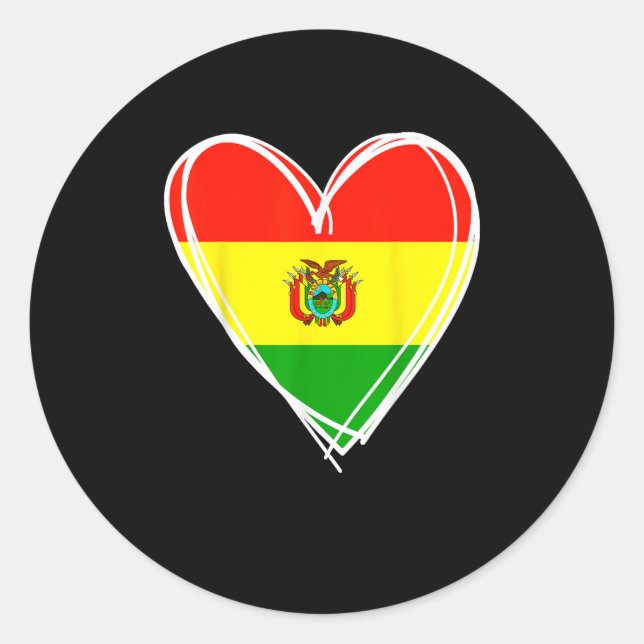 I Love Bolivia Cool Bolivia Flag Heart Design Boli Classic Round Sticker (Front)