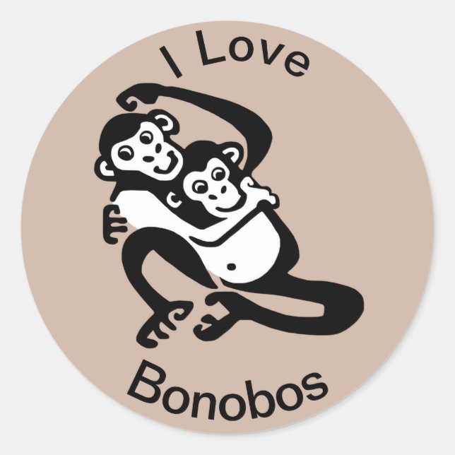 I love - BONOBOS -Chimpanzee - Wildlife - Nature-  Classic Round Sticker (Front)