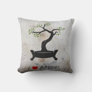 i love bonsai throw pillow