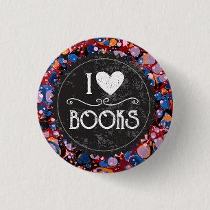 "I Love Books" 1 Inch Round Button