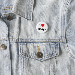 I Love Books 1 Inch Round Button