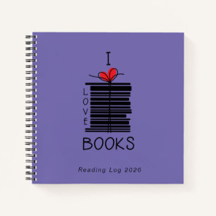 "I Love Books" 2026 Reading Log Notebook