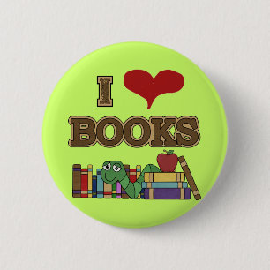 I Love Books 2 Inch Round Button