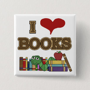 I Love Books 2 Inch Square Button