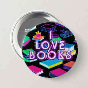 I Love Books Colourful 2 3 Inch Round Button