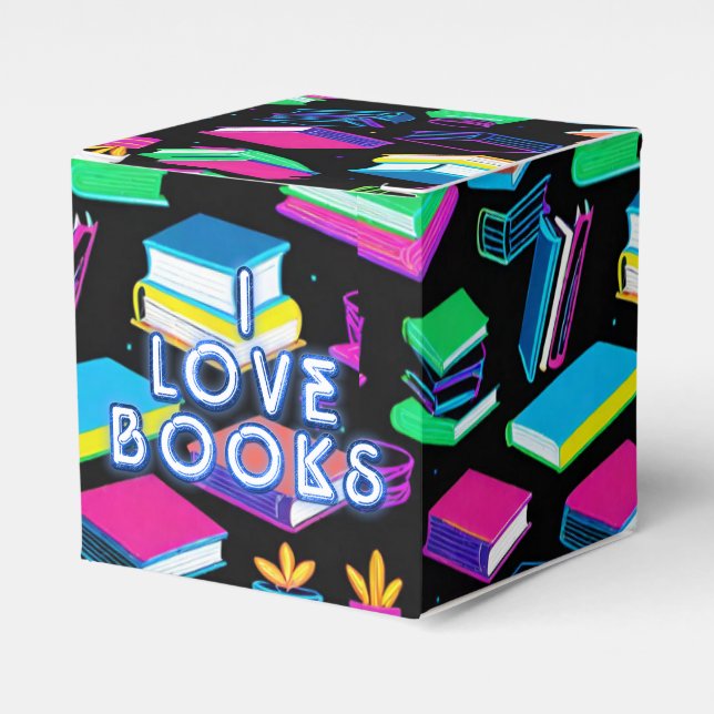 I Love Books Colourful Cube Favor Box (Front Side)