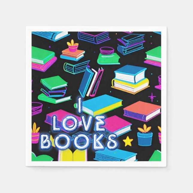 I Love Books Colourful Napkin (Front)