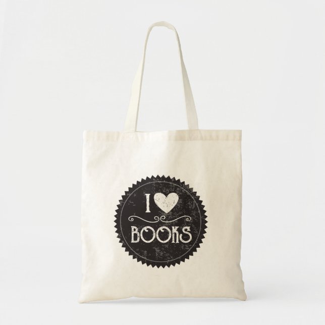 "I Love Books" Crest Book Tote Bag (Front)
