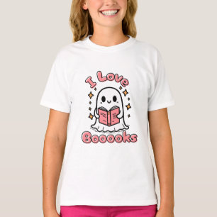 i love books ghost halloween T-Shirt
