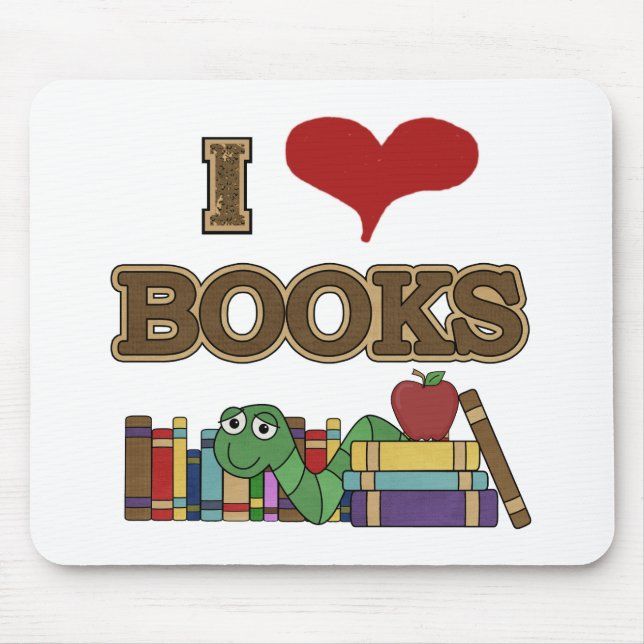 I Love Books Mouse Pad (Front)