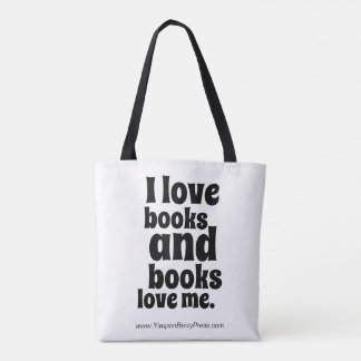 I Love Books Tote (white and black) Bag