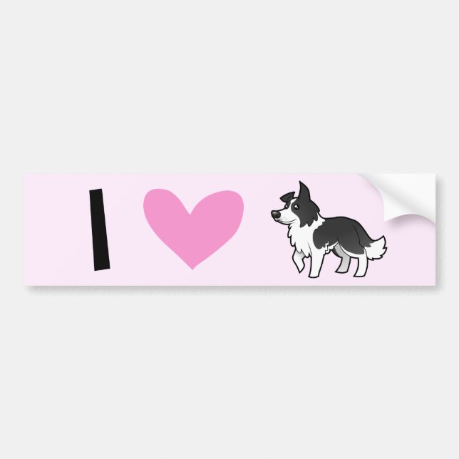 I Love Border Collies Bumper Sticker (Front)