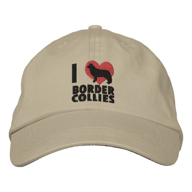 I Love Border Collies Embroidered Hat (Front)